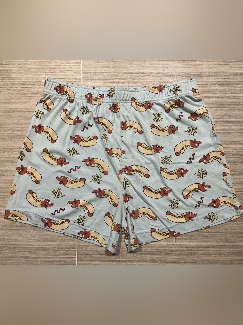 Light Blue Hot Dog Print Lounge Shorts - Men's - Medium